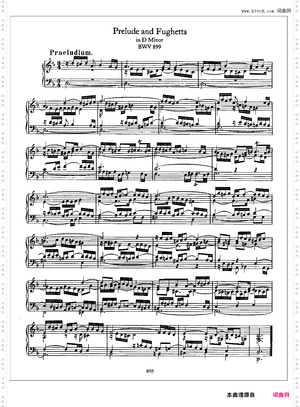 4首前奏曲与小赋格 4 Preludes and Fuguettas BWV 899-902Prelude and Fughetta in d, BWV 899