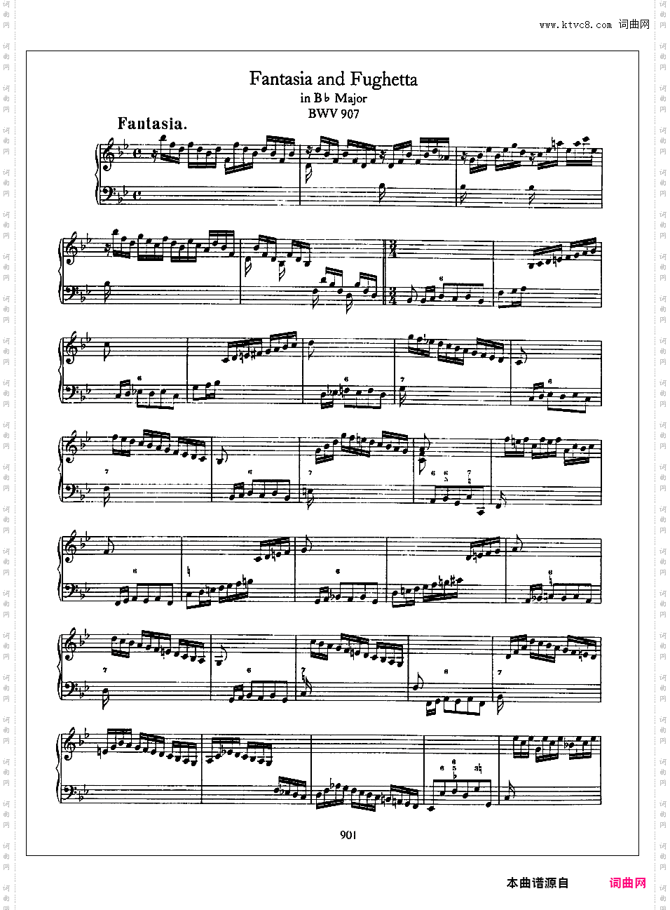 降B大调幻想曲与小赋格 Fantasia and Fughetta in B-flat Major BWV 907