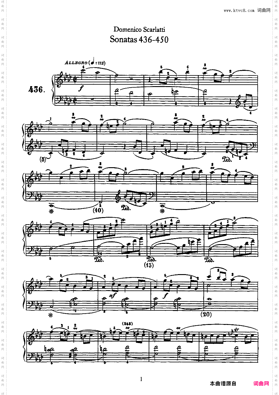 500首钢琴奏鸣曲共33册Scarlatti Sonatas 436-450