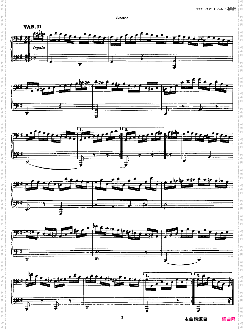 G大调行板与变奏 Theme and Variations in G Major K·501 - 四手联弹