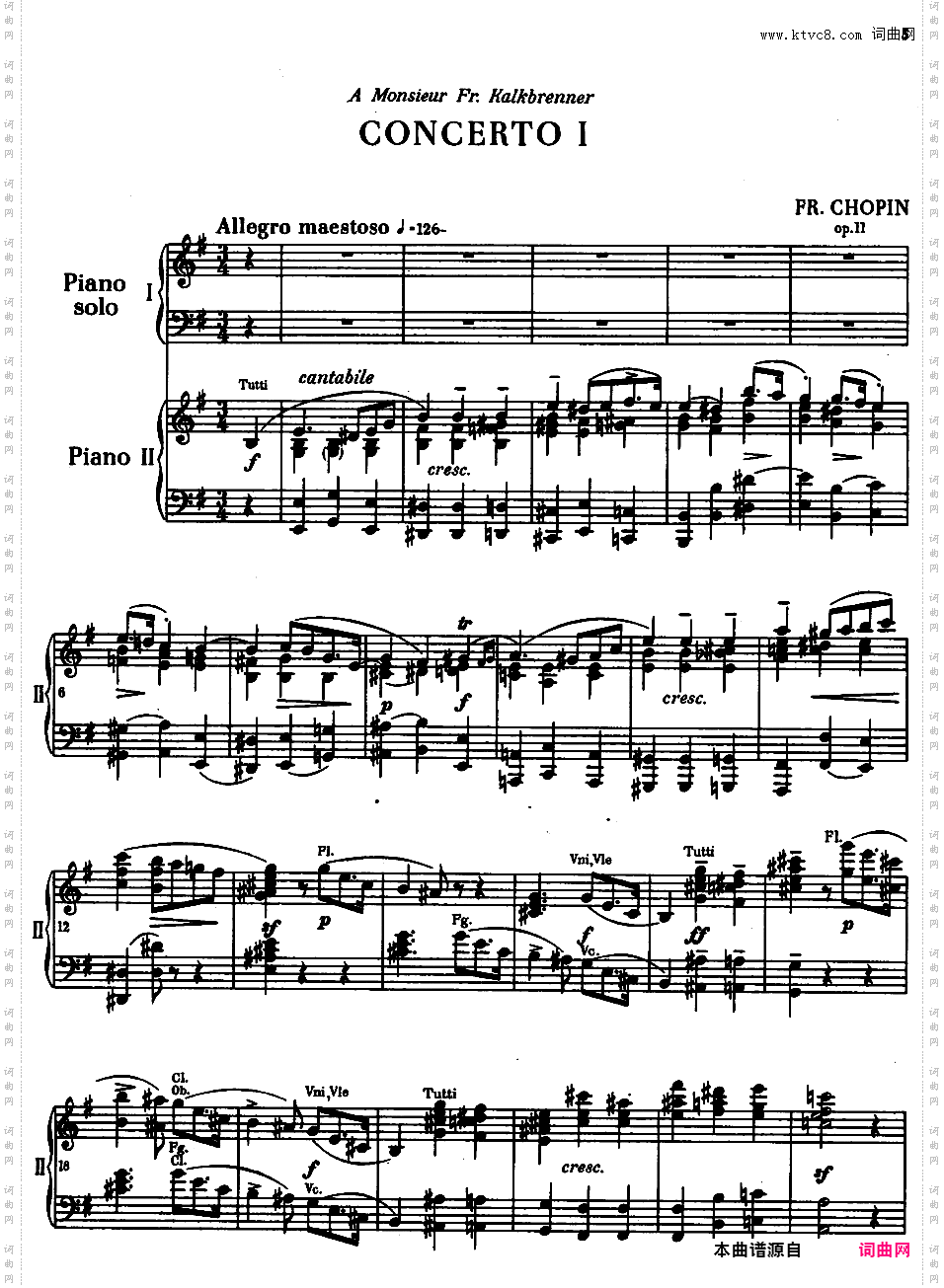 e小调第一钢琴协奏曲 Op·11Chopin op11 Piano Concerto #1 in e 双钢琴版