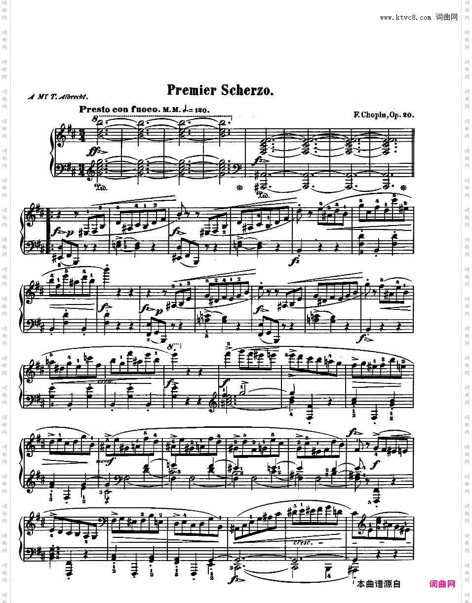 b小调第一谐谑曲 Op·20Chopin op20 Scherzo #1 in b版本一·pdf