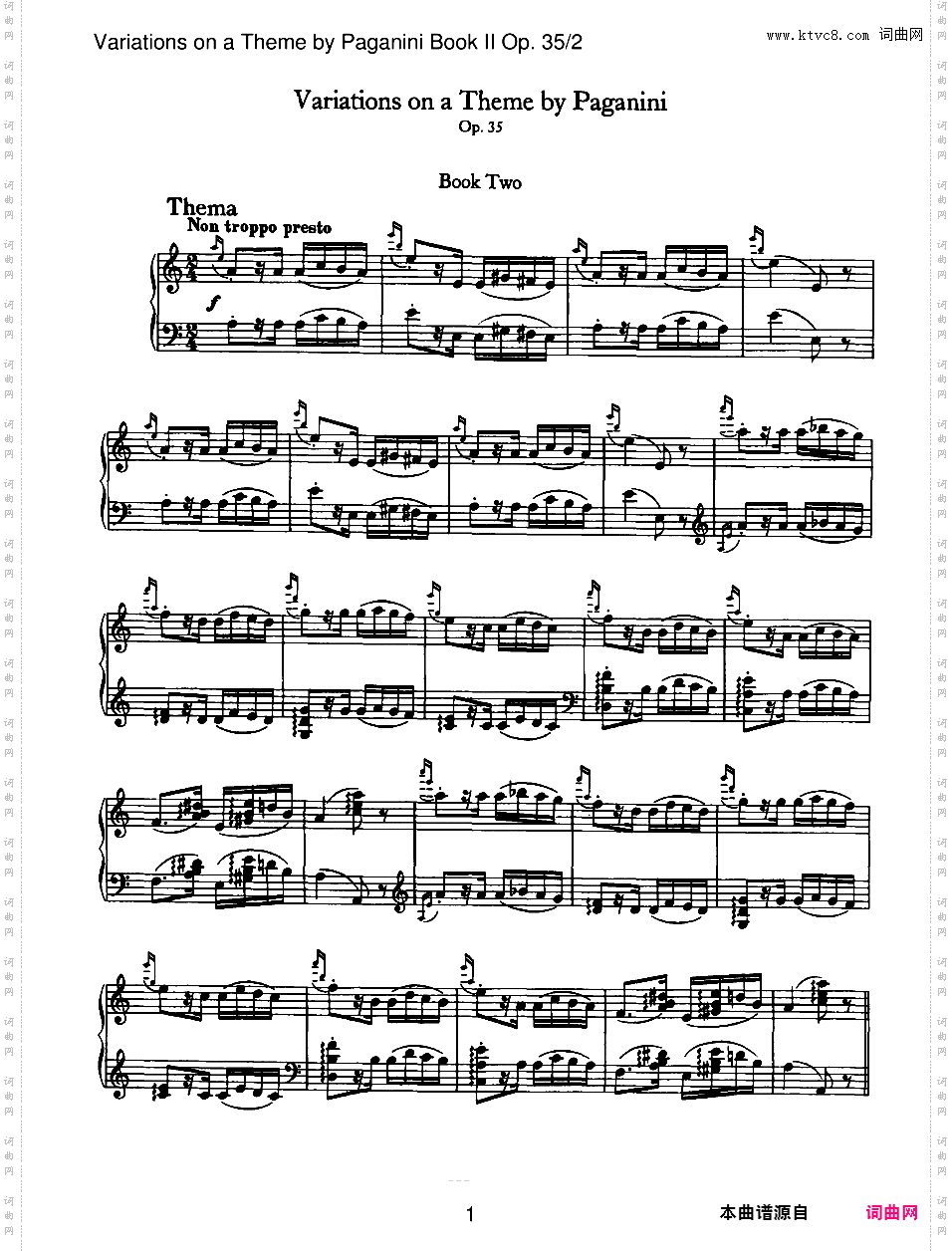 帕格尼尼主题变奏曲 Variations on a Theme by Paganini Op·35Brahms op035n2 Variations on a Theme by Paganini Book II
