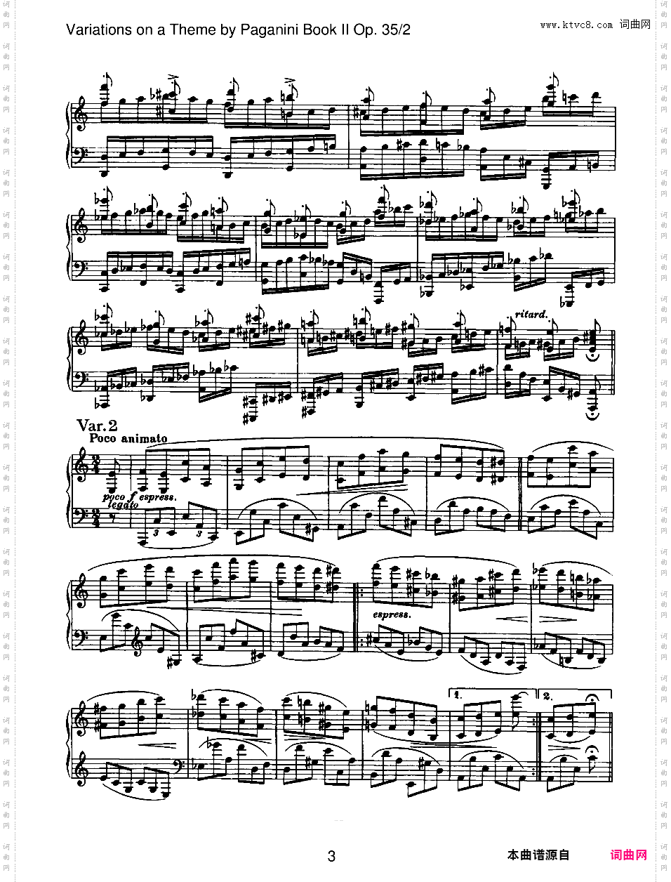帕格尼尼主题变奏曲 Variations on a Theme by Paganini Op·35Brahms op035n2 Variations on a Theme by Paganini Book II