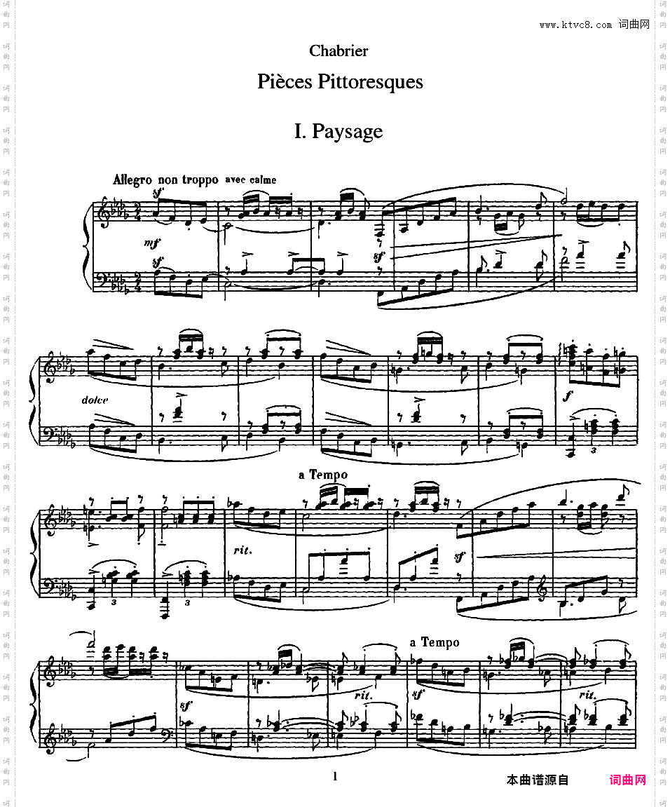 10首绘画性小品 Pieces Pittoresques
