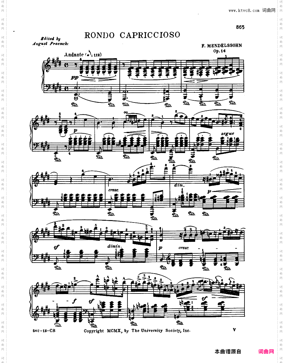 随想回旋曲 Rondo Capriccioso Op·14Mendelssohn op014 Rondo capriccoso版本二