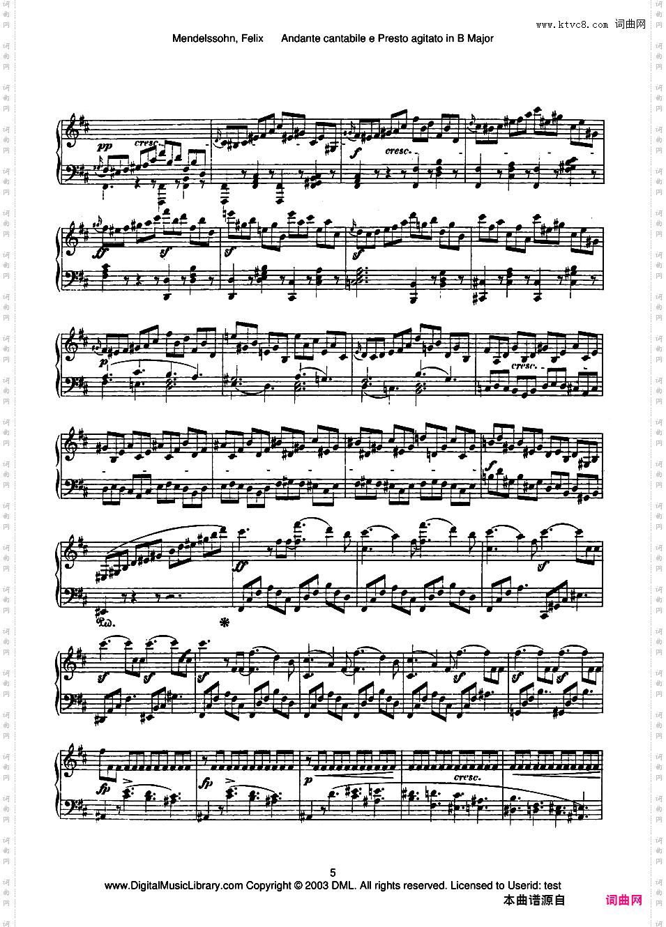 3首幻想随想曲 3 Fantasies or Caprices Op·16Mendelssohn op016 Andante e Presto in B