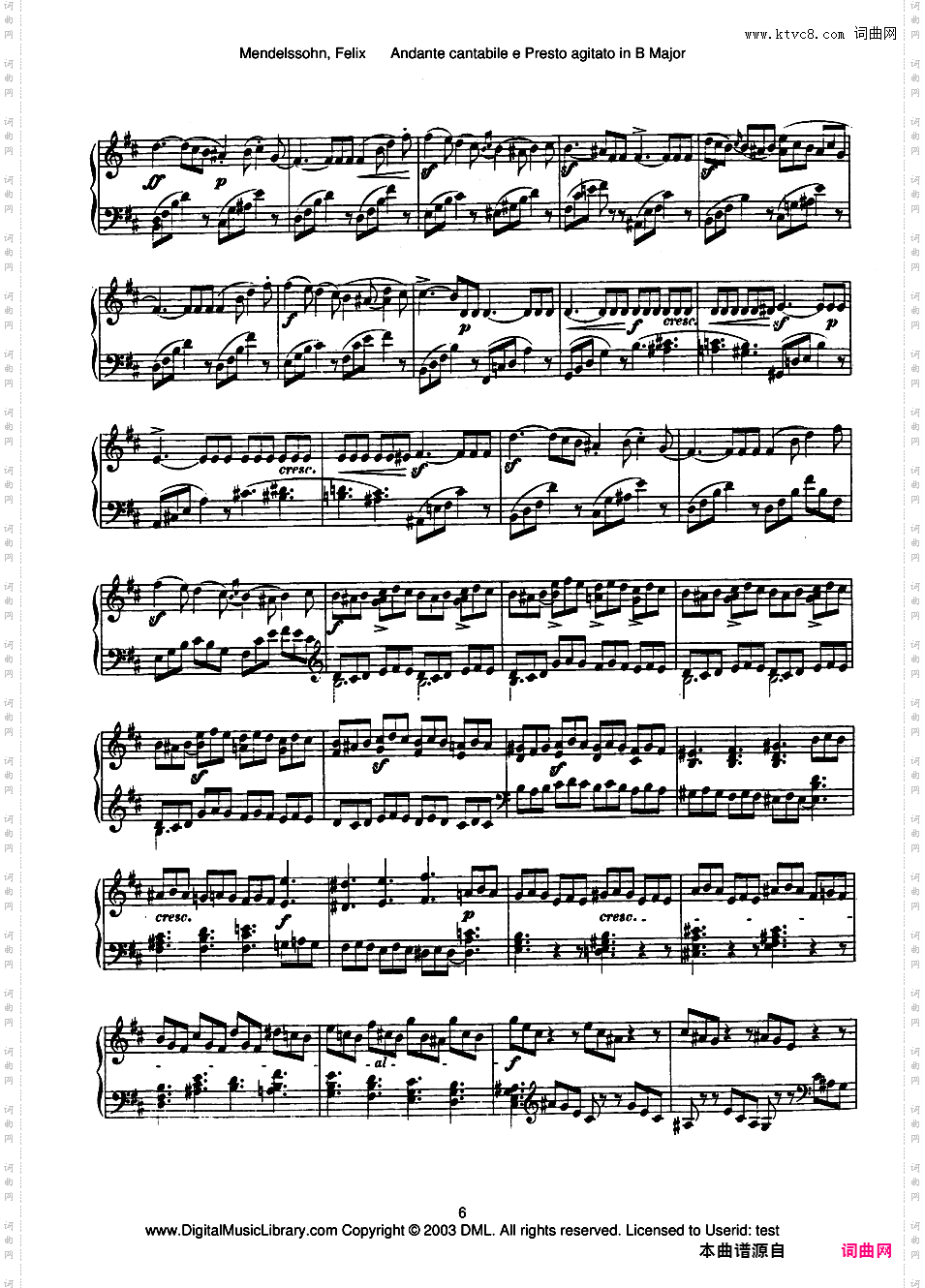 3首幻想随想曲 3 Fantasies or Caprices Op·16Mendelssohn op016 Andante e Presto in B