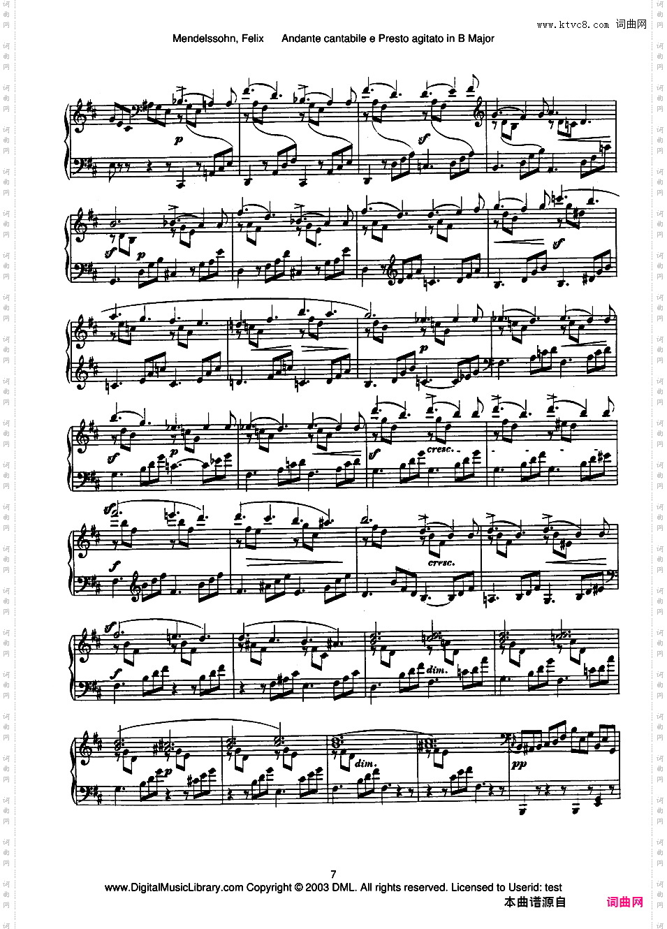 3首幻想随想曲 3 Fantasies or Caprices Op·16Mendelssohn op016 Andante e Presto in B