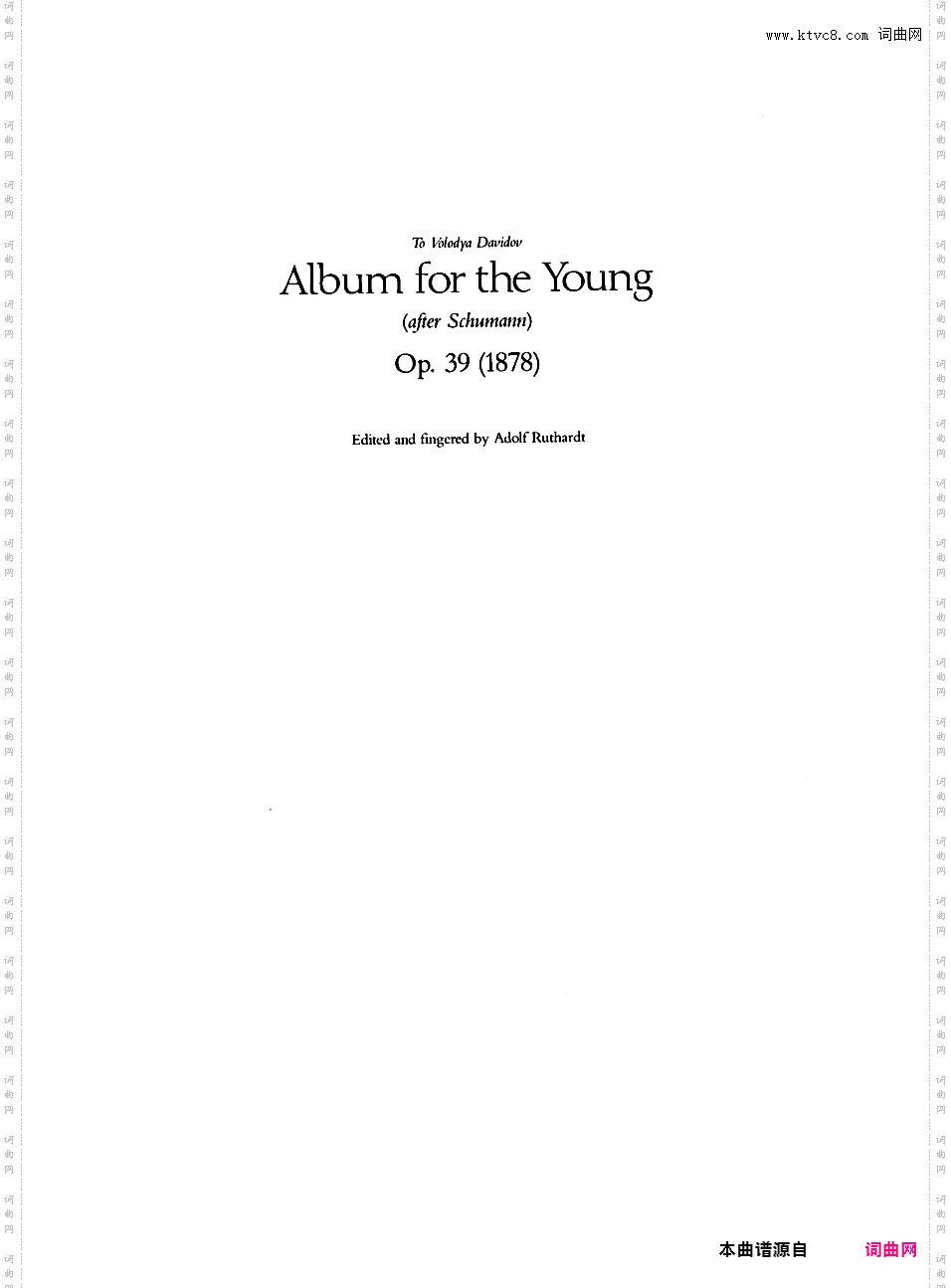 儿童钢琴曲集 Album for the Young Op·39Tchaikovsky op39 Album for the Young版本二