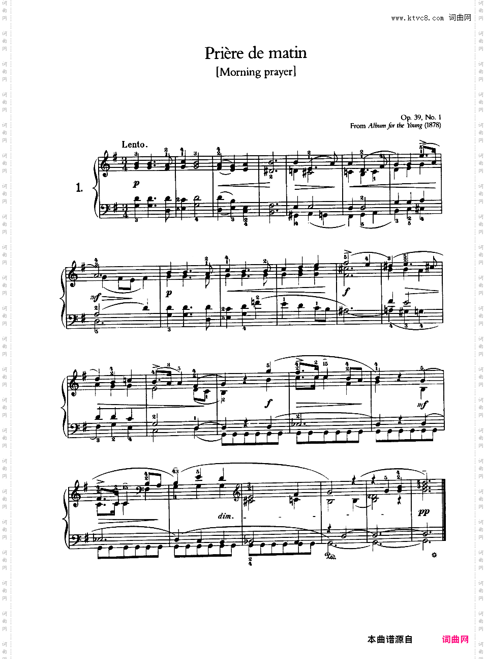 儿童钢琴曲集 Album for the Young Op·39Tchaikovsky op39 Album for the Young版本二