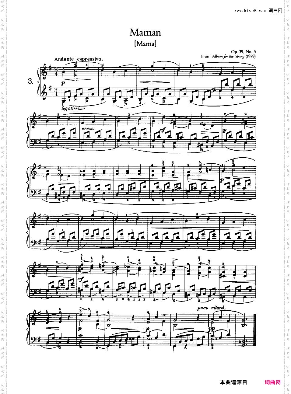儿童钢琴曲集 Album for the Young Op·39Tchaikovsky op39 Album for the Young版本二