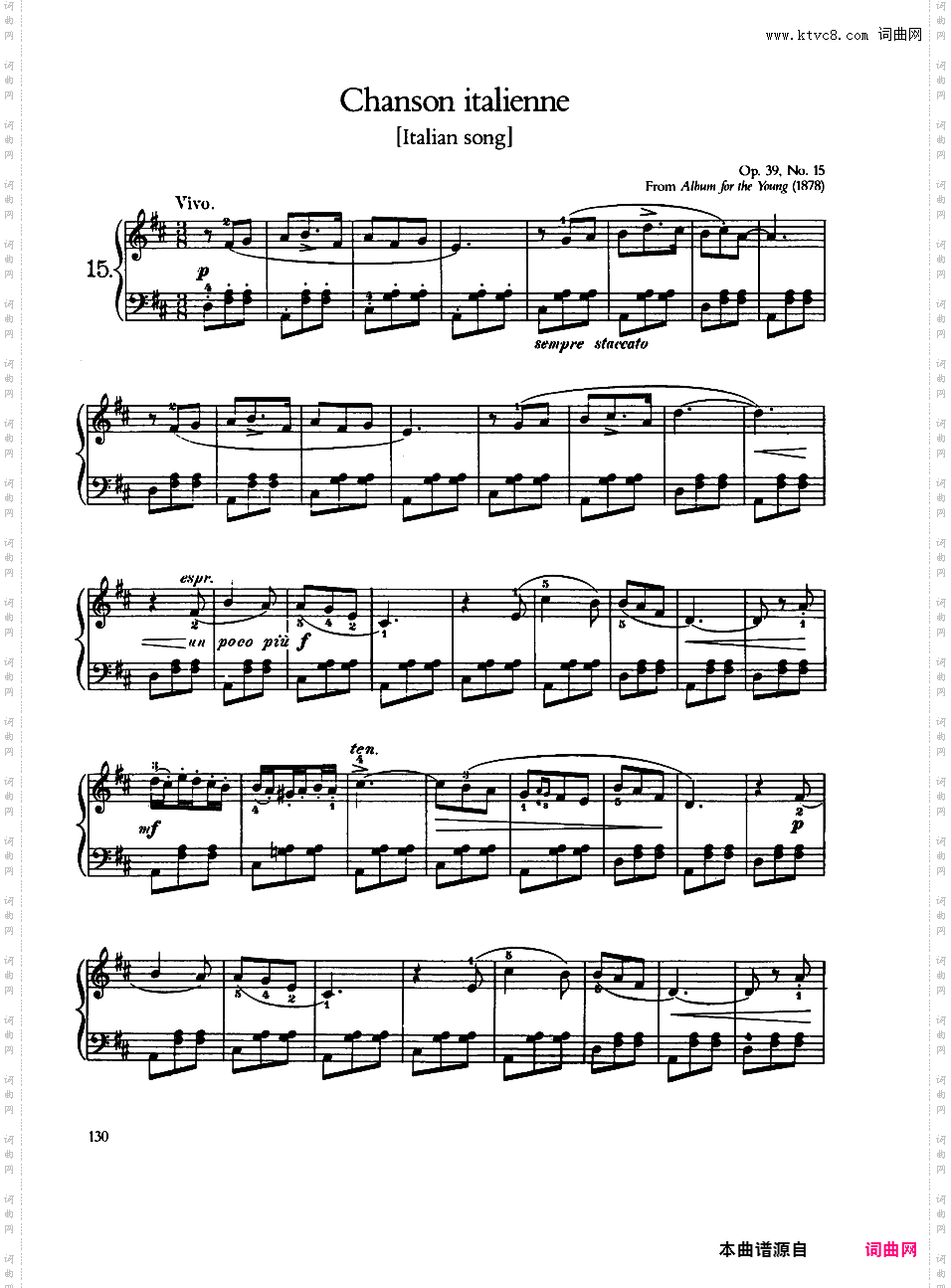 儿童钢琴曲集 Album for the Young Op·39Tchaikovsky op39 Album for the Young版本二