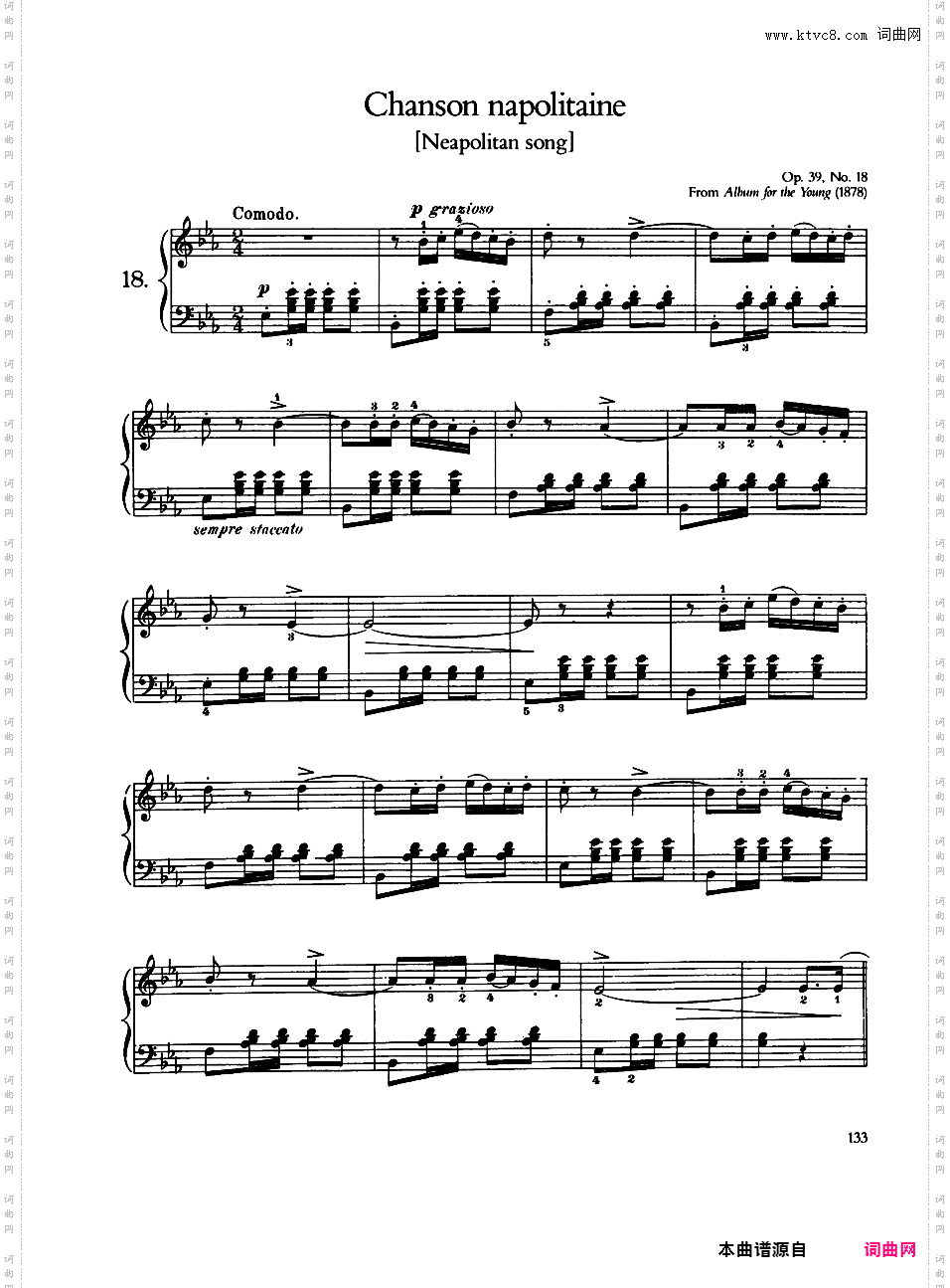 儿童钢琴曲集 Album for the Young Op·39Tchaikovsky op39 Album for the Young版本二