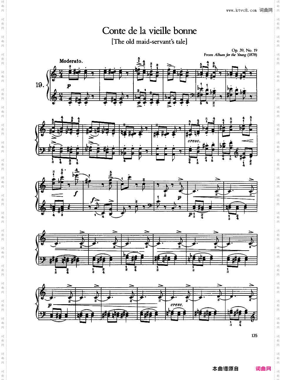 儿童钢琴曲集 Album for the Young Op·39Tchaikovsky op39 Album for the Young版本二