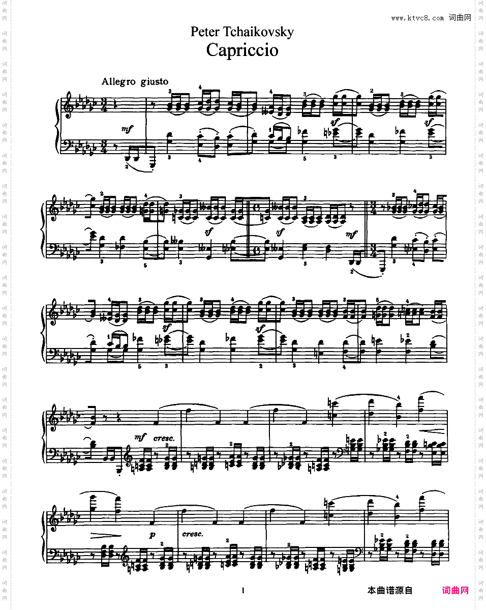 降G大调随想曲 Capriccio in G-flat Major Op·8