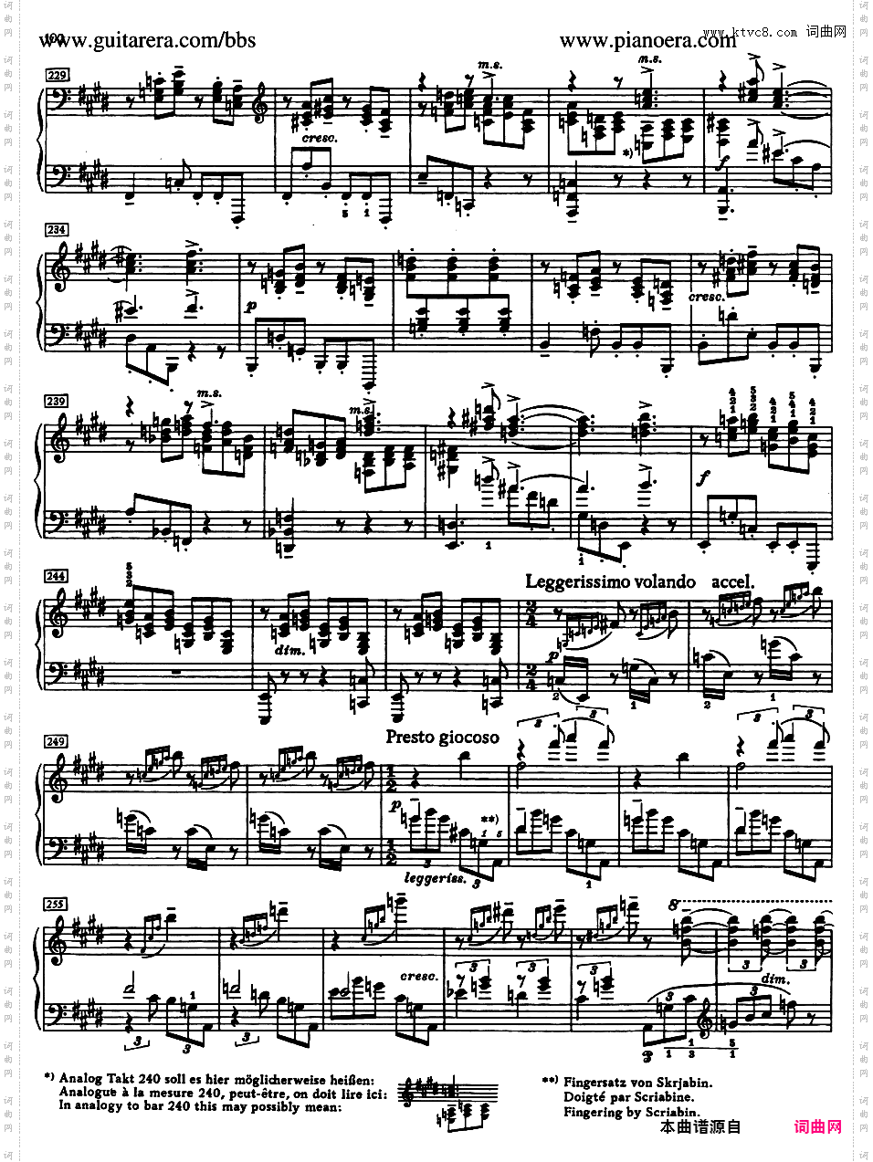 升F大调第五钢琴奏鸣曲 Piano Sonata No·5 in F-Sharp Major Op·53