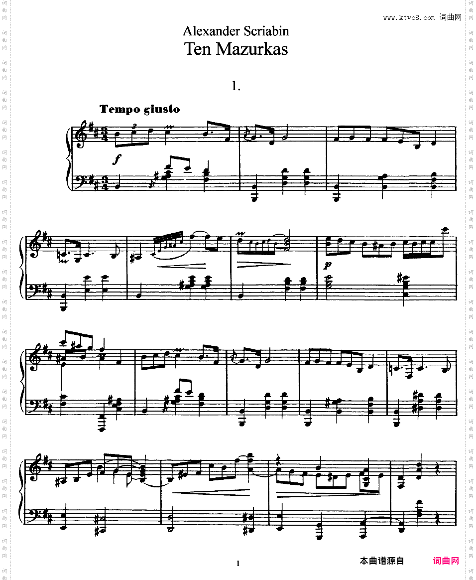 10首玛祖卡 Ten Mazurkas Op·3