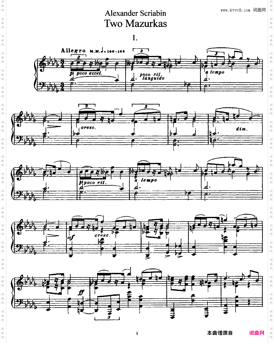 2首玛祖卡舞曲 Two Mazurkas Op·40