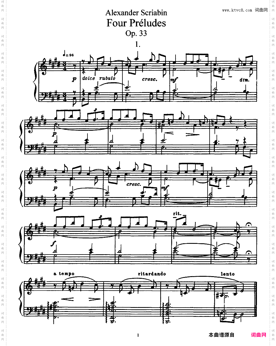 4首前奏曲 4 Preludes Op·33