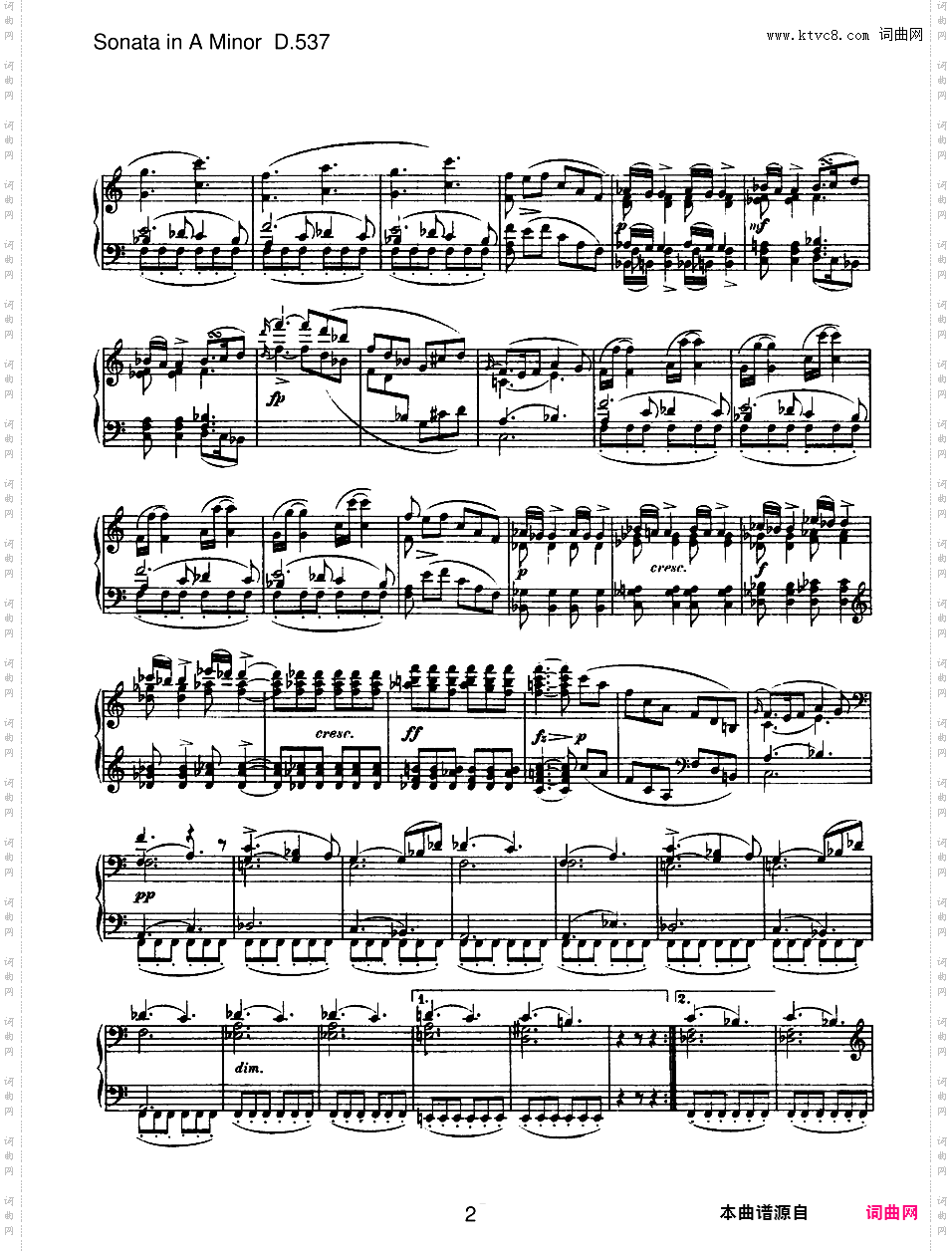 a小调第四钢琴奏鸣曲 Piano Sonata No·4 in a Minor Op·164 D·537