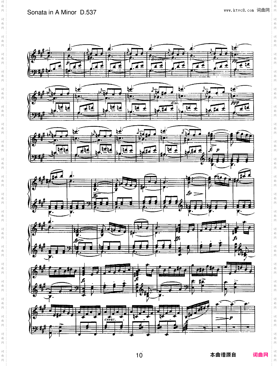 a小调第四钢琴奏鸣曲 Piano Sonata No·4 in a Minor Op·164 D·537
