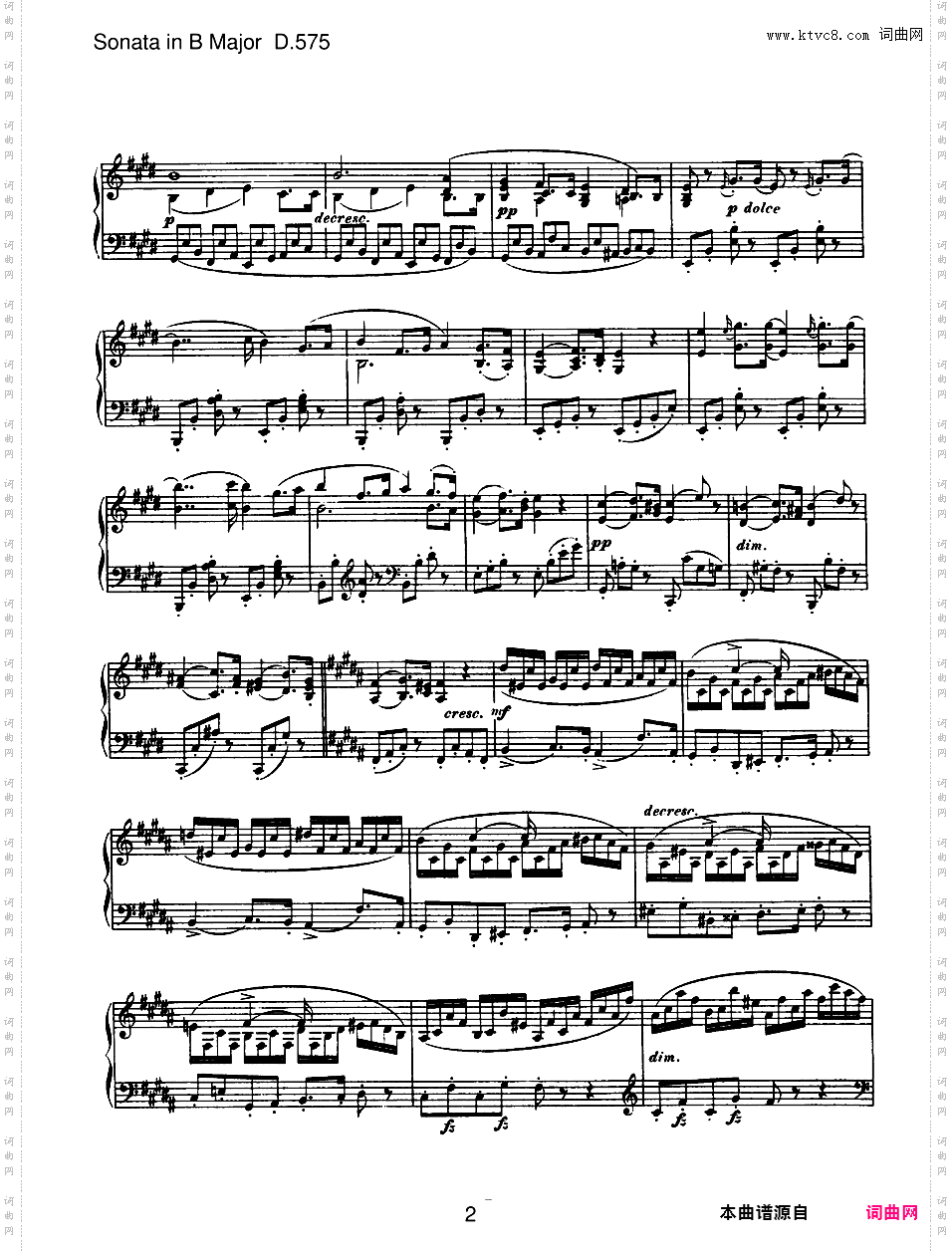 B大调第九钢琴奏鸣曲 Piano Sonata No·9 in B Major Op·147 D·575