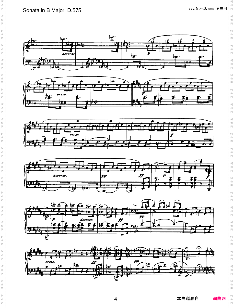 B大调第九钢琴奏鸣曲 Piano Sonata No·9 in B Major Op·147 D·575