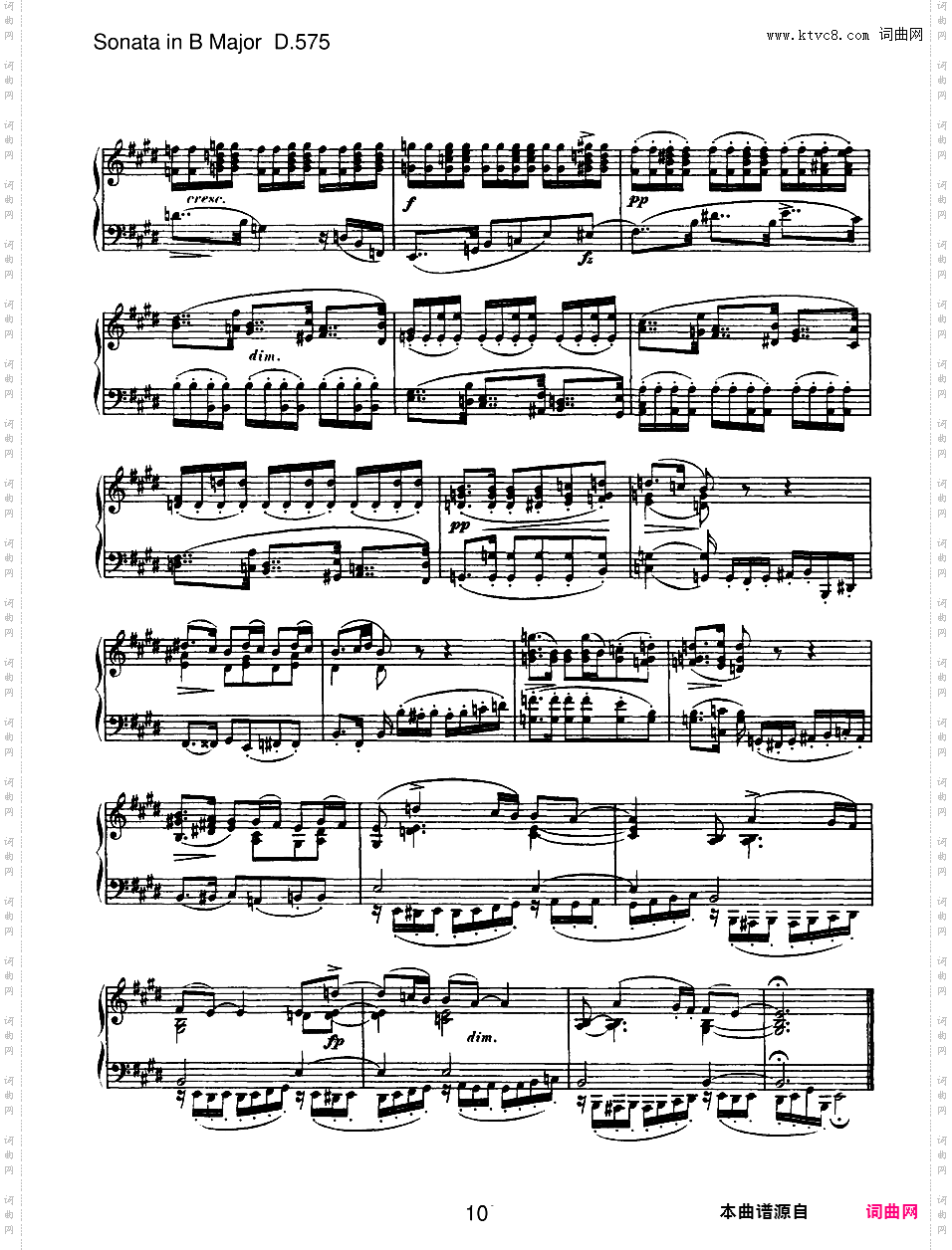 B大调第九钢琴奏鸣曲 Piano Sonata No·9 in B Major Op·147 D·575