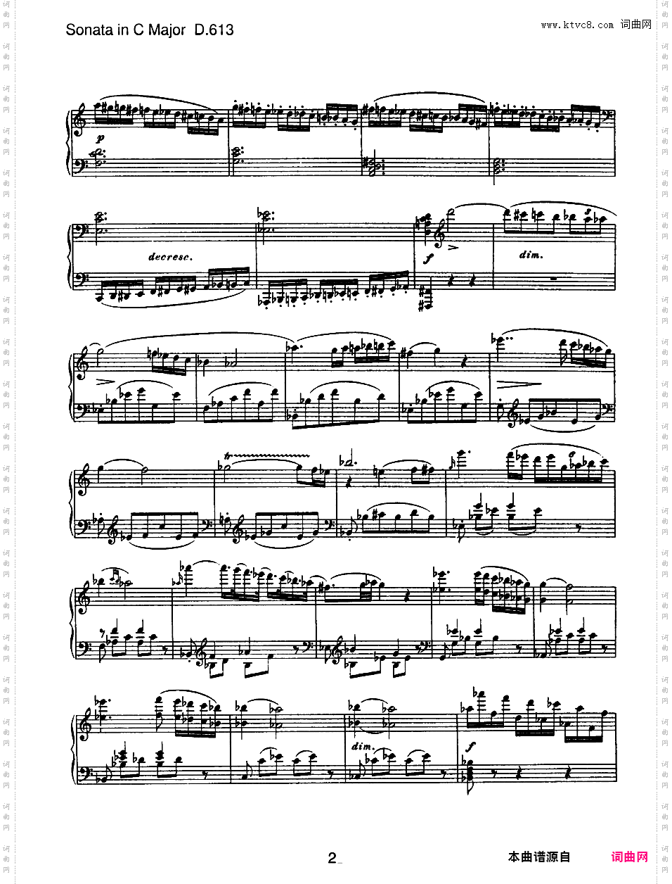 C大调第十钢琴奏鸣曲 Piano Sonata No·10 in C Major D·613