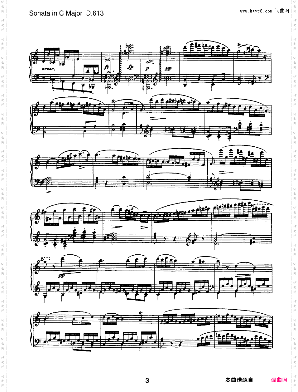 C大调第十钢琴奏鸣曲 Piano Sonata No·10 in C Major D·613