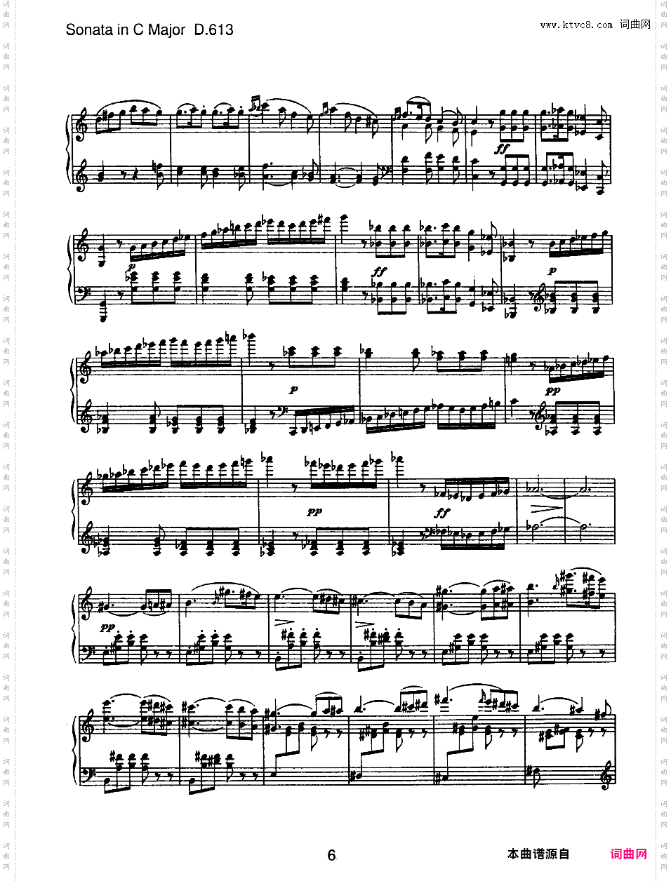 C大调第十钢琴奏鸣曲 Piano Sonata No·10 in C Major D·613