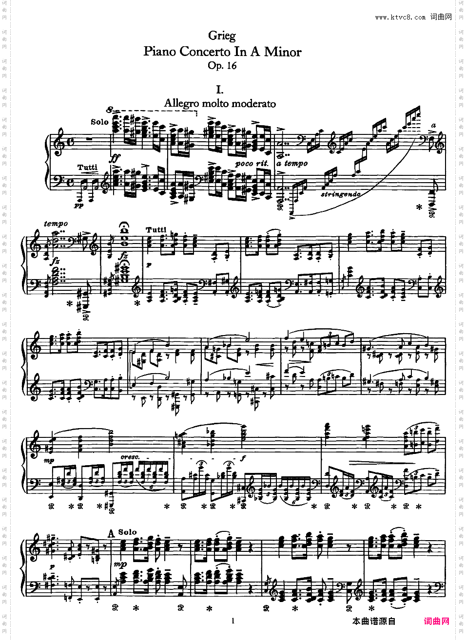a小调钢琴协奏曲 Piano Concerto in a Minor Op·16Grieg op16 Piano Concerto in a