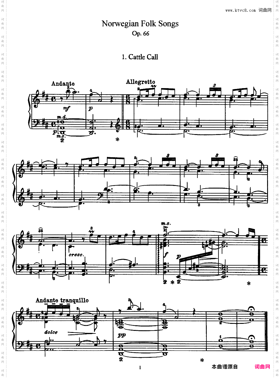 19首挪威民间曲调 19 Norwegian Folk Songs Op·66