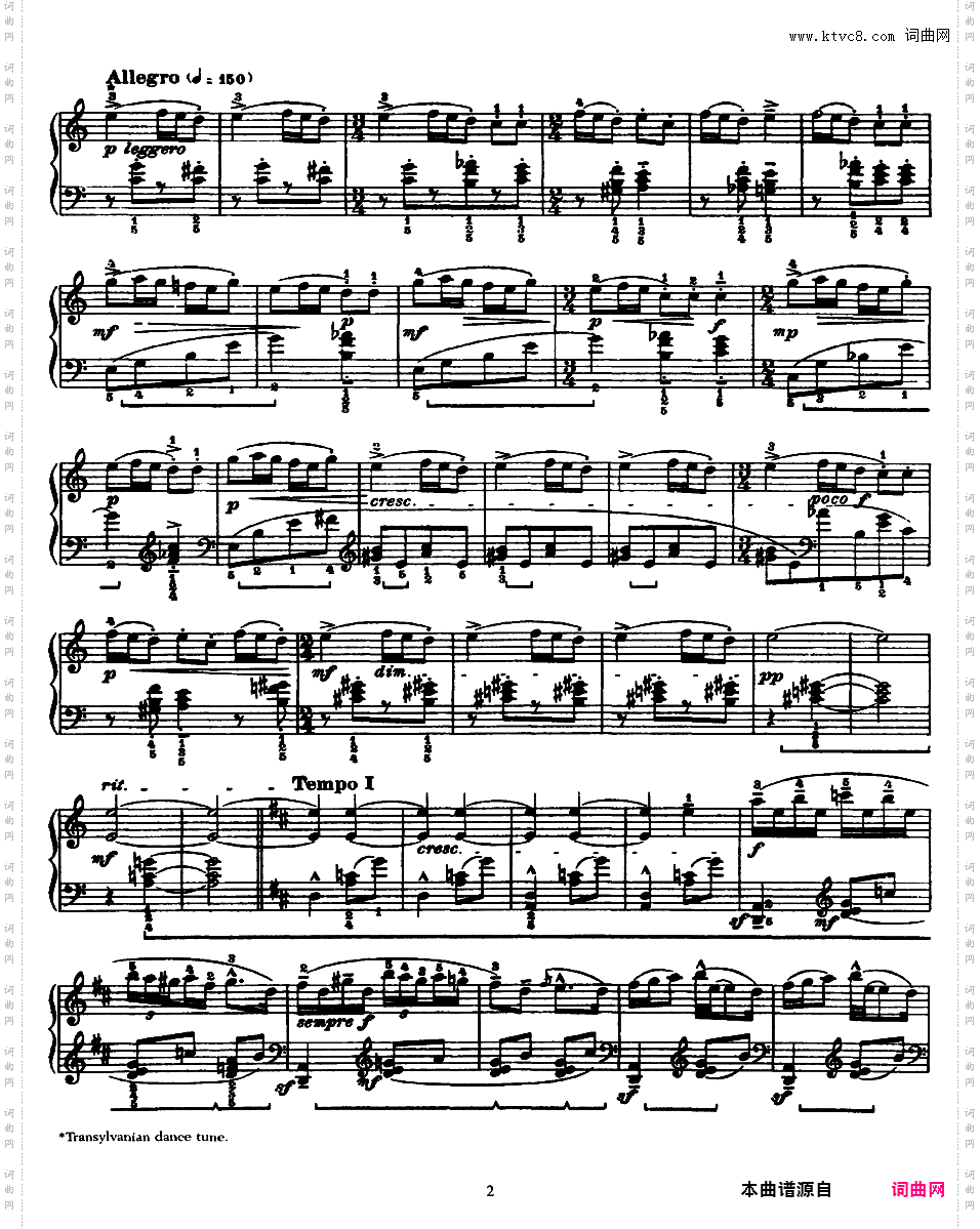 D大调钢琴小奏鸣曲 Piano Sonatina in D Major Sz·55