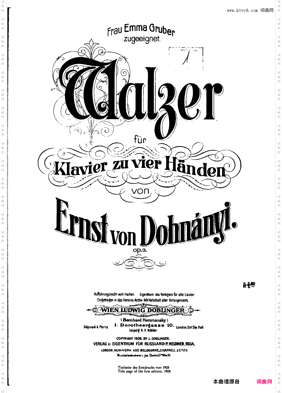 圆舞曲 Walzer Op·3 - 四手联弹