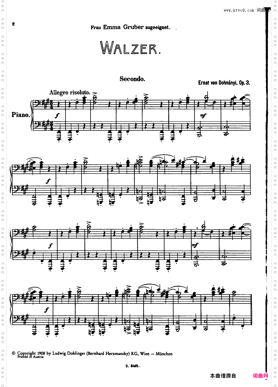 圆舞曲 Walzer Op·3 - 四手联弹