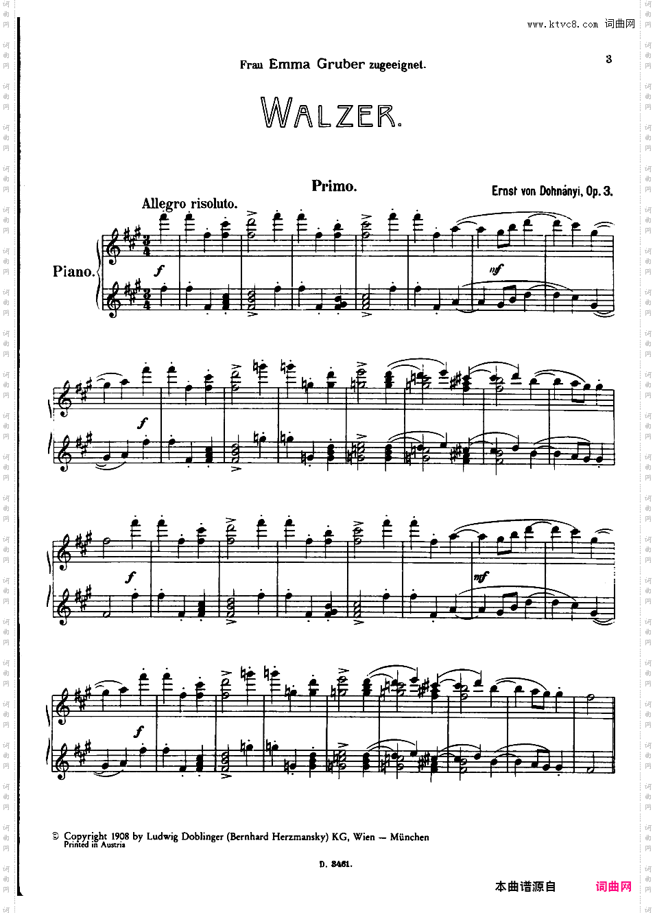 圆舞曲 Walzer Op·3 - 四手联弹