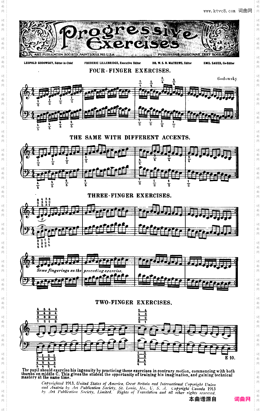 手指练习 Godowsky ExercisesGodowsky Exercises, Four-Finger