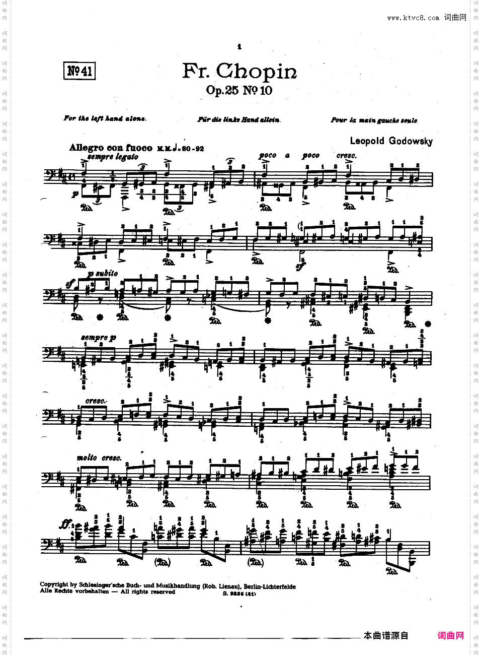53首以肖邦练习曲为素材而作的练习曲 Etudes d'Apres ChopinGodowsky Etudes d'Apres Chopin - Book 5 41-48