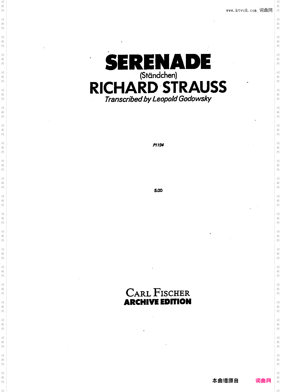 改编施特劳斯钢琴曲集Strauss-GodowskyStrauss-Godowsky Standchen