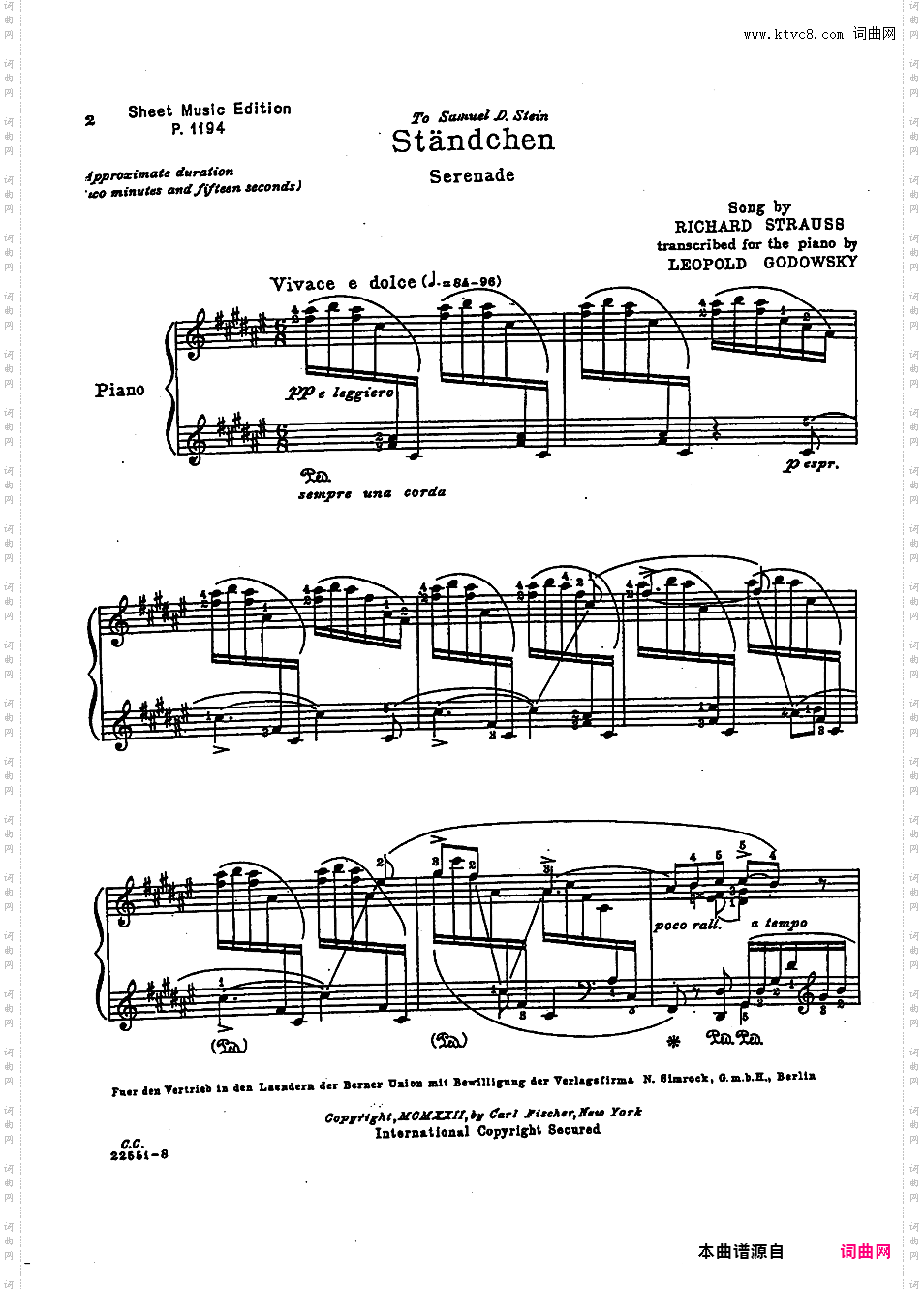 改编施特劳斯钢琴曲集Strauss-GodowskyStrauss-Godowsky Standchen