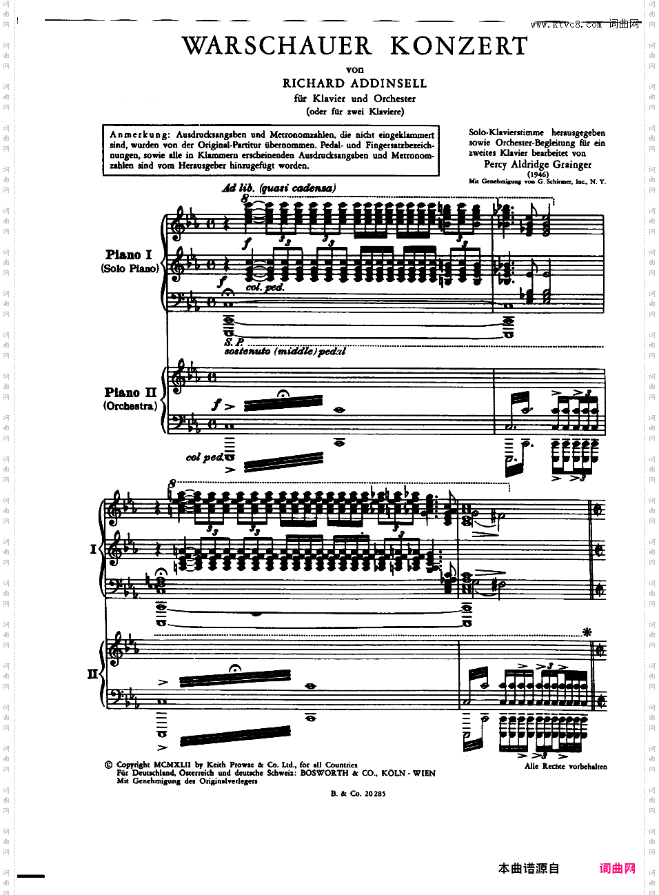 华沙协奏曲 Warsaw ConcertoAddinsell Warsaw Concerto 双钢琴版