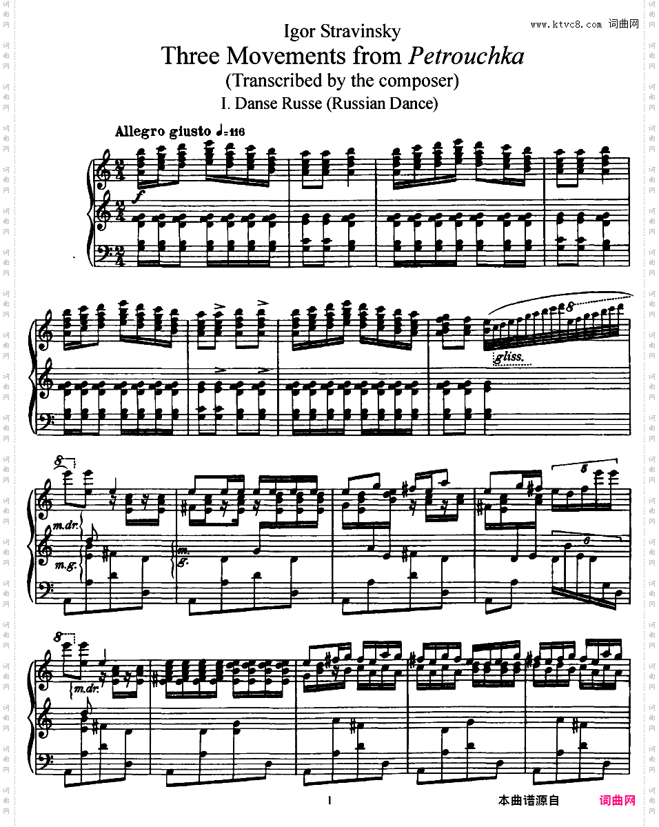3首彼得鲁什卡小品 Three Movements from PetrushkaStravinsky 3 Movements from Petrouchka版本二