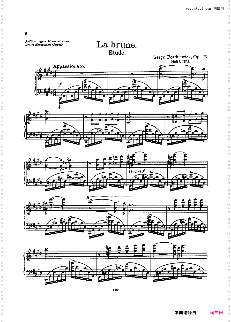 12首新练习曲 Twelve Etudes Nouvelles Op·29Bortkiewicz op29 12 E?tudes Nouvelles Book 1