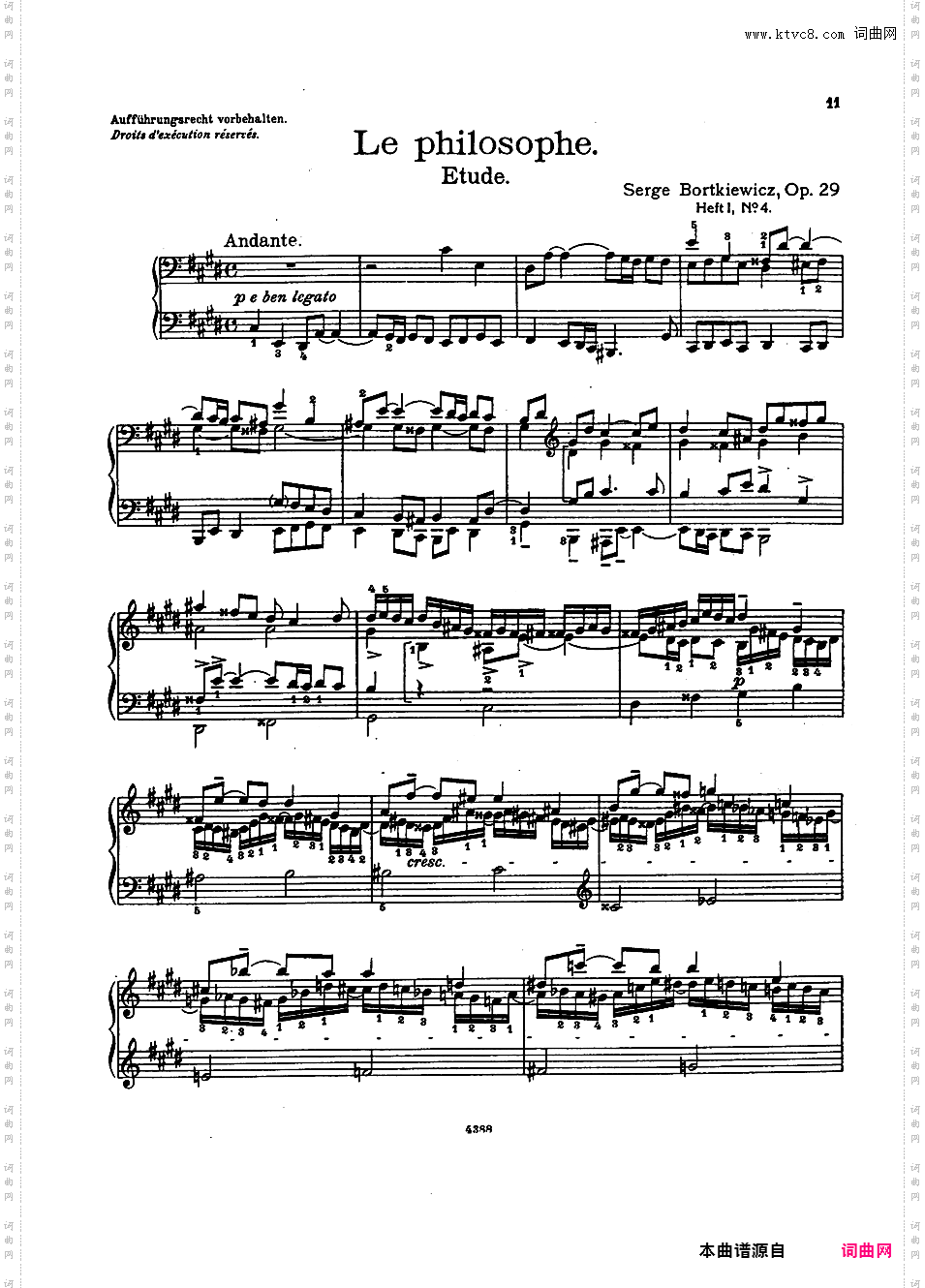 12首新练习曲 Twelve Etudes Nouvelles Op·29Bortkiewicz op29 12 E?tudes Nouvelles Book 1