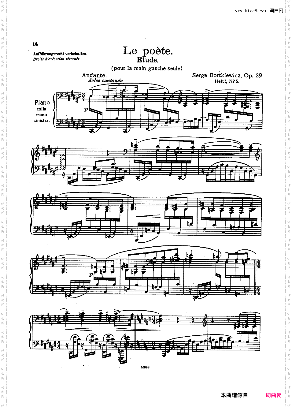12首新练习曲 Twelve Etudes Nouvelles Op·29Bortkiewicz op29 12 E?tudes Nouvelles Book 1