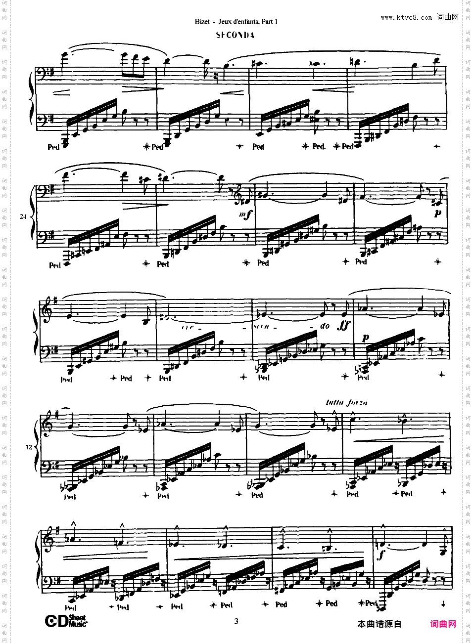 儿童游戏 Jeux d'enfants - 四手联弹Bizet op22 Jeux d'Enfants, part 1 duet