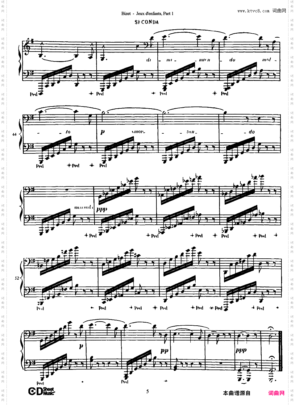 儿童游戏 Jeux d'enfants - 四手联弹Bizet op22 Jeux d'Enfants, part 1 duet