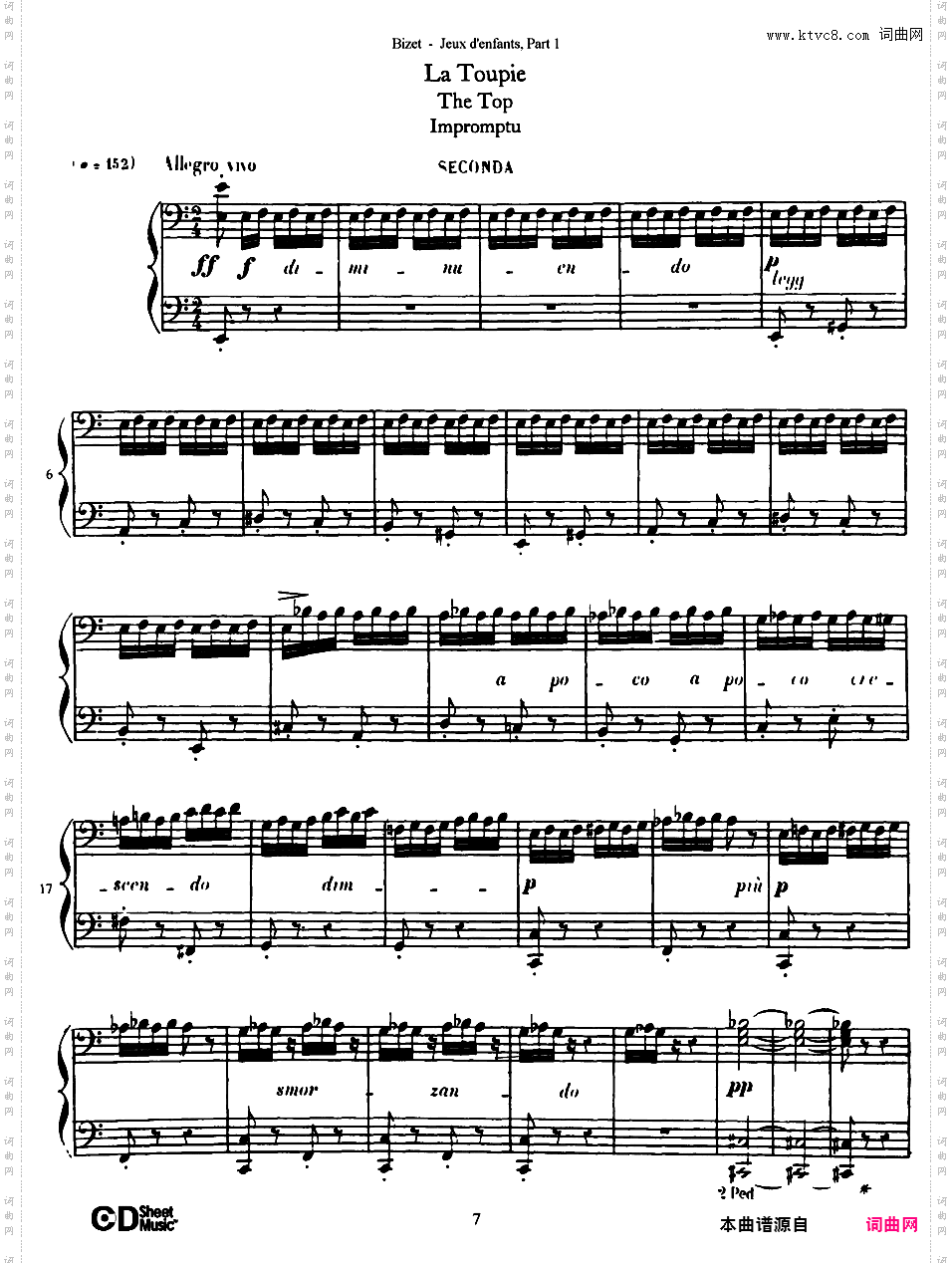 儿童游戏 Jeux d'enfants - 四手联弹Bizet op22 Jeux d'Enfants, part 1 duet